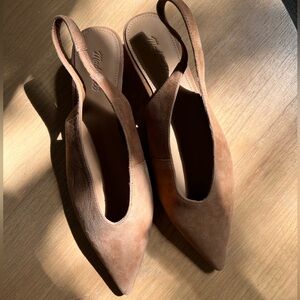 Madewell Brown Suede Slingback Pointed-Toe Mules